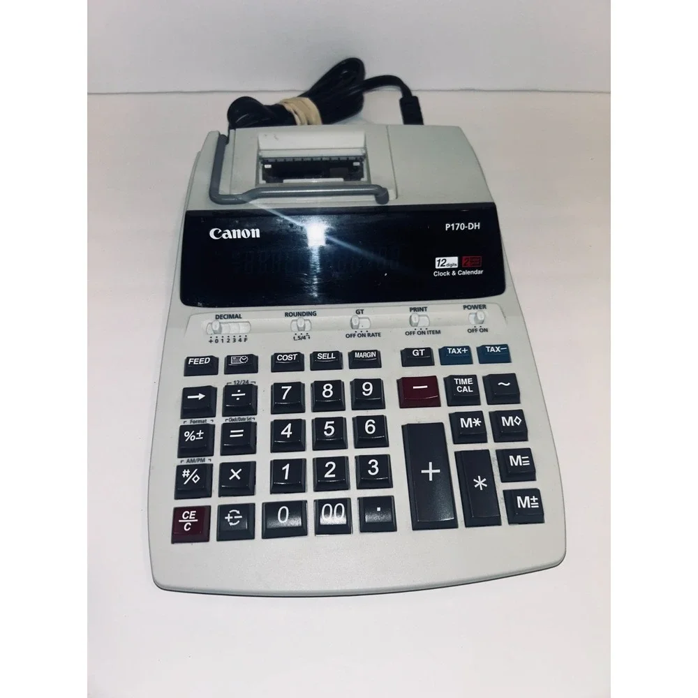 Canon P170-DH Printing Calculator 12 Digit 2-Color Desktop Adding Machine TESTED